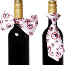 Dekoracija za steklenico metuljček/kravata s prometnimi znaki, "70"