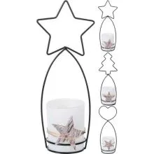 Stojalo za čajno lučko, s kovinskim ogrodjem, božični motiv, 24cm, sort.