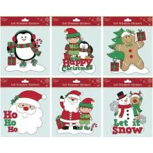 Dekoracija božična, za na okno, gel, 17cm, sort.