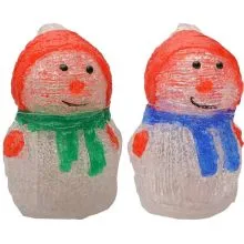 Snežak iz akrila, dekoracija z Led lučko, 15.5cm, sort.