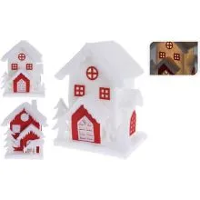 Božična dekoracija z Led lučko, hiška po zimi, pena, 30x23cm, sort