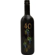 Vino Merlot, 0.75L, poslikana steklenica - grozd, 40 let