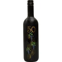 Vino Merlot, 0.75L, poslikana steklenica - grozd, 50 let