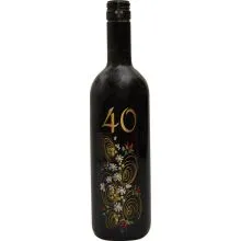 Vino Merlot, 0.75L, poslikana steklenica - cvet, 40 let