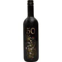 Vino Merlot, 0.75L, poslikana steklenica - cvet, 50 let