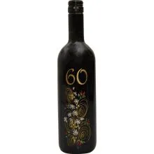Vino Merlot, 0.75L, poslikana steklenica - cvet, 60 let