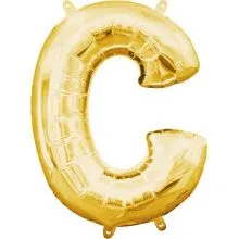 Balon napihljiv, "C", zlati, 40cm + palčka za napihnit