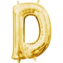 Balon napihljiv, "D", zlati, 40cm + palčka za napihnit