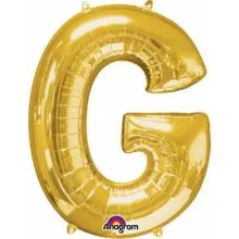 Balon napihljiv, "G", zlati, 40cm + palčka za napihnit