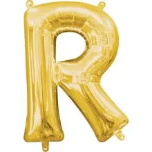 Balon napihljiv, "R", zlati, 40cm + palčka za napihnit