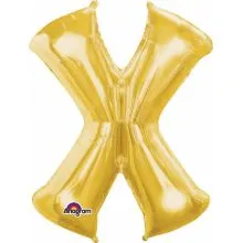 Balon napihljiv, "X", zlati, 40cm + palčka za napihnit