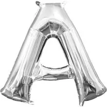 Balon napihljiv, "A", srebrni, 40cm + palčka za napihnit