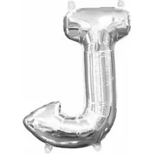 Balon napihljiv, "J", srebrni, 40cm + palčka za napihnit