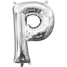 Balon napihljiv, "P", srebrni, 40cm + palčka za napihnit