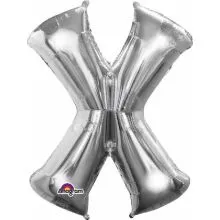 Balon napihljiv, "X", srebrni, 40cm + palčka za napihnit