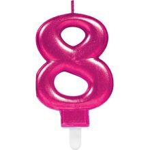 Svečka za torto v obliki številke,"8", roza, 9cm