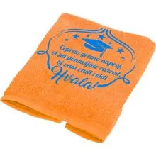 Brisača "Čeprav gremo naprej", oranžna 100x5Ocm 100% bombaž