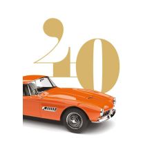Voščilo, čestitka za rojstni dan, 40, oranžen avto