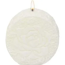 Sveča dišeča, dekorativna, ovalne oblike, bela, 8x8cm