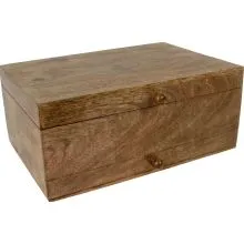 Škatla za nakit lesena s pokrovom in enim predalčkom, 15x25x12cm