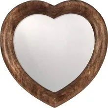 Ogledalo namizno srce lesen okvir, malo, 14x14 cm
