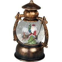 Božična laterna z LED lučko, božiček z jelenom, 11x20cm