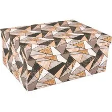 Darilna škatla kartonska zlati sivi črni trikotniki 37,5x29x16cm