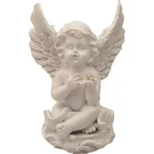 Angel sedeč, bel s kamenčkom, polimasa,  8x5x11cm