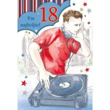 Voščilnica velika, rojstni dan, moški, 18, Vse najboljše! "DJ"
