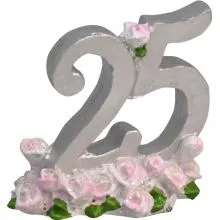Številka 25 za srebrno poroko s cvetovi 6x4x6cm