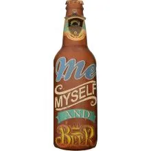 Odpirač kovinski stenski za steklenice Me, myself and Beer 45x13cm