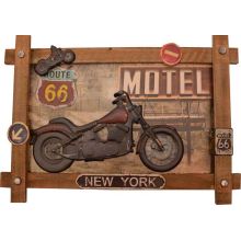 Slika kovinska z lesenim okvirjem motor New York 40x60cm