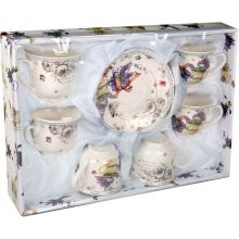 Set skodelic s krožniki, sivka, v darilni škatli, keramika, 12/1, 13.5cm