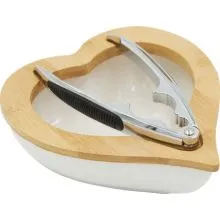 Set za lomljenje orehov - klešče in skleda v obliki srca, porcelan/bambus, 18cm