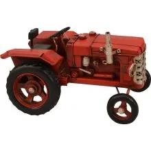 Traktor rdeč dekoracija kovina 16x9x9.5cm