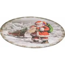 Krožnik dekorativni bel božiček z darili PVC  33x33x1.8cm