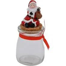Stekleni kozarček z zamaškom, božiček z vrečo daril, 12cm