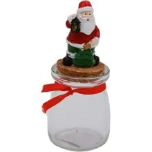 Stekleni kozarček z zamaškom, božiček z laterno in jelko, 12cm