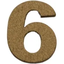 Številka 6, lesena, zlata, 1,5cm