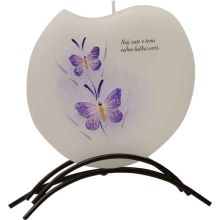 Sveča dišeča na stojalu, viola metulja - Naj zate v temi vedno lučka sveti, v darilni embalaži, 14.5x14.5cm