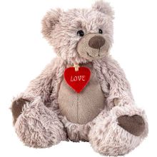 Medved sedeč s srčkom "Love" siv, pliš, 22cm
