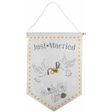 Zastavica iz blaga bela"Just Married", 23.5x33.5cm