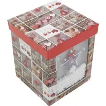 Darilna škatla božična z okencem, 16.5x16.5x18cm