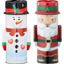 Darilna škatla kovinska za kekse, oblika tulca, božični motiv, 24x8.5cm, sort.