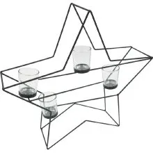 Svečnik božični za 4 čajne lučke, kovinski, v obliki zvezde, 43cm