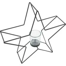 Svečnik božični za čajno lučko, kovinski, v obliki zvezde, 26cm