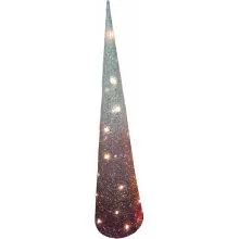 Božična dekoracija, stožec z LED lučko, belo/roza, na baterije, 13.5x13.5x60cm