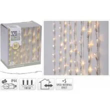 Božične lučke, 320 LED, bele, zavesa, za notranjo in zunanjo uporabo, 5 funkcij, slap, 200x100cm + 500cm kabel