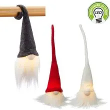 Božična dekoracija, palček z LED lučko, brez okic, 26cm, sort.