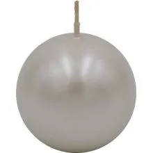 Sveča okrogla, metalik bela, premer 80mm